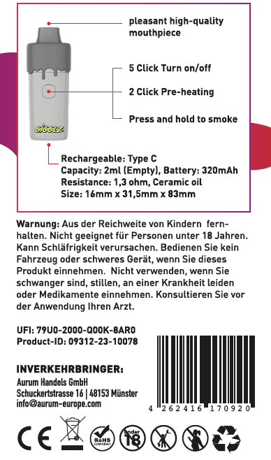 Premium TAC Vape Cherry Runtz von Gigglz (1ml, Hybrid)