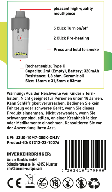 Premium TAC Vape Skunk No.1 von Gigglz (1ml, Indica)